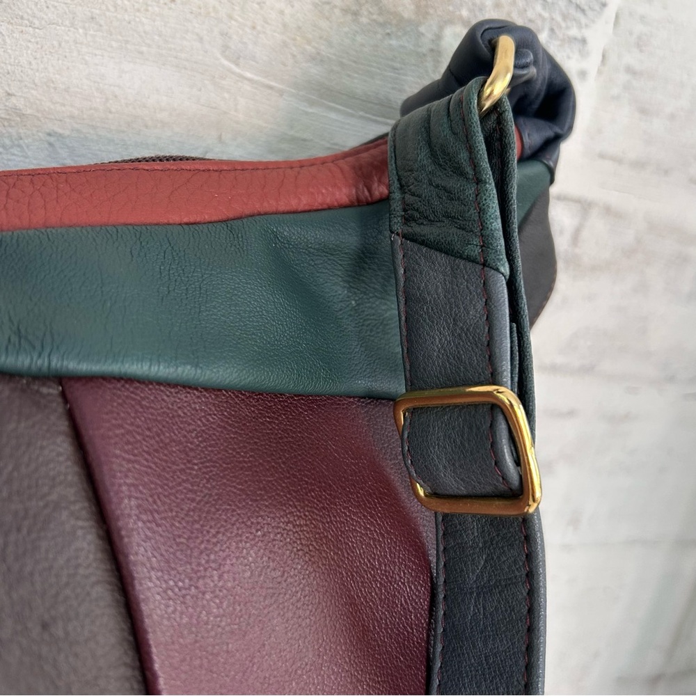 Vintage Multicolor Patchwork Boho Leather Purse Handbag Italy Signed - Picture 15 of 15